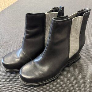 Womens SOREL Joan Wedge Boot Black leather size 9.5